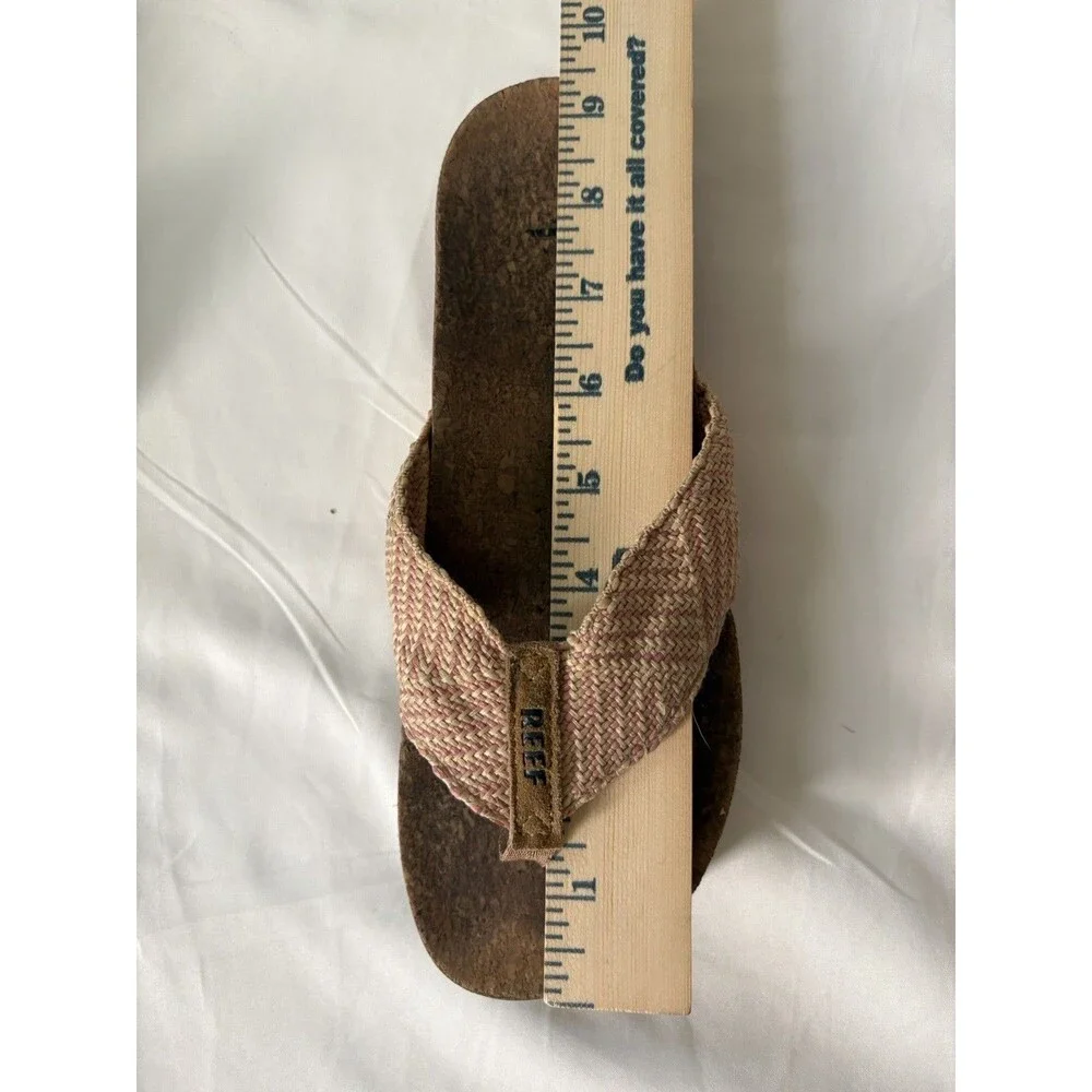 Reef Womens Flip Flops 7.5 Cork Lined Footbed Summer Beach Surfer